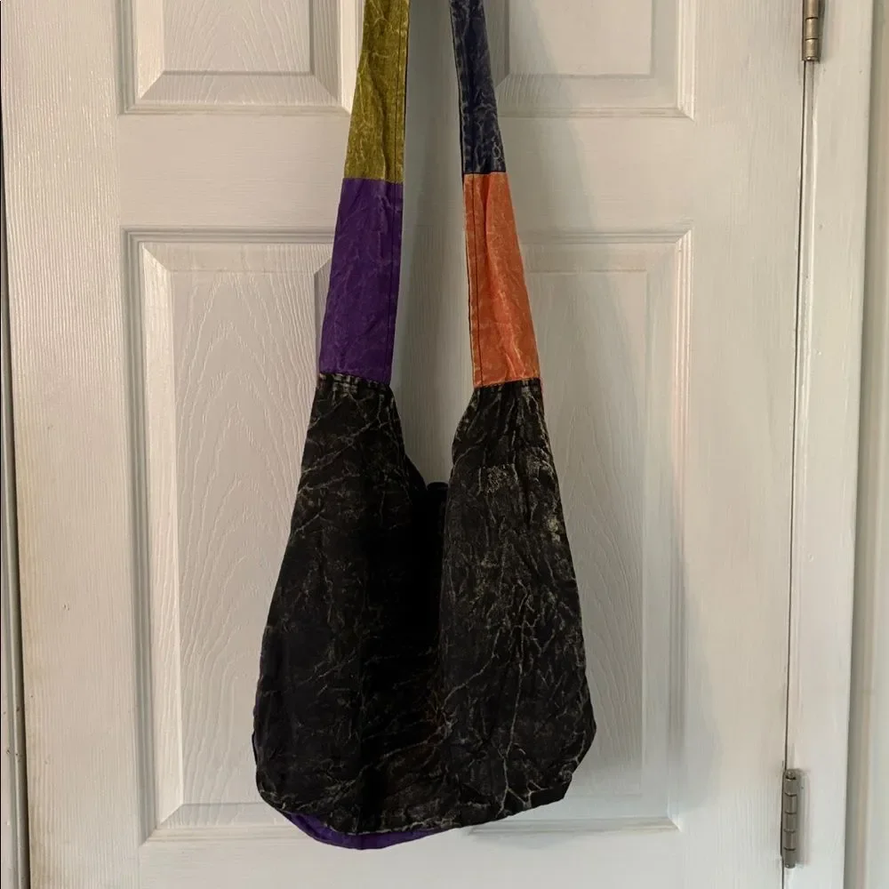 Patchwork Peace Shoulder Bag | Boho Hippie Festival Purse | Zipper Closure - Picture 5 of 9